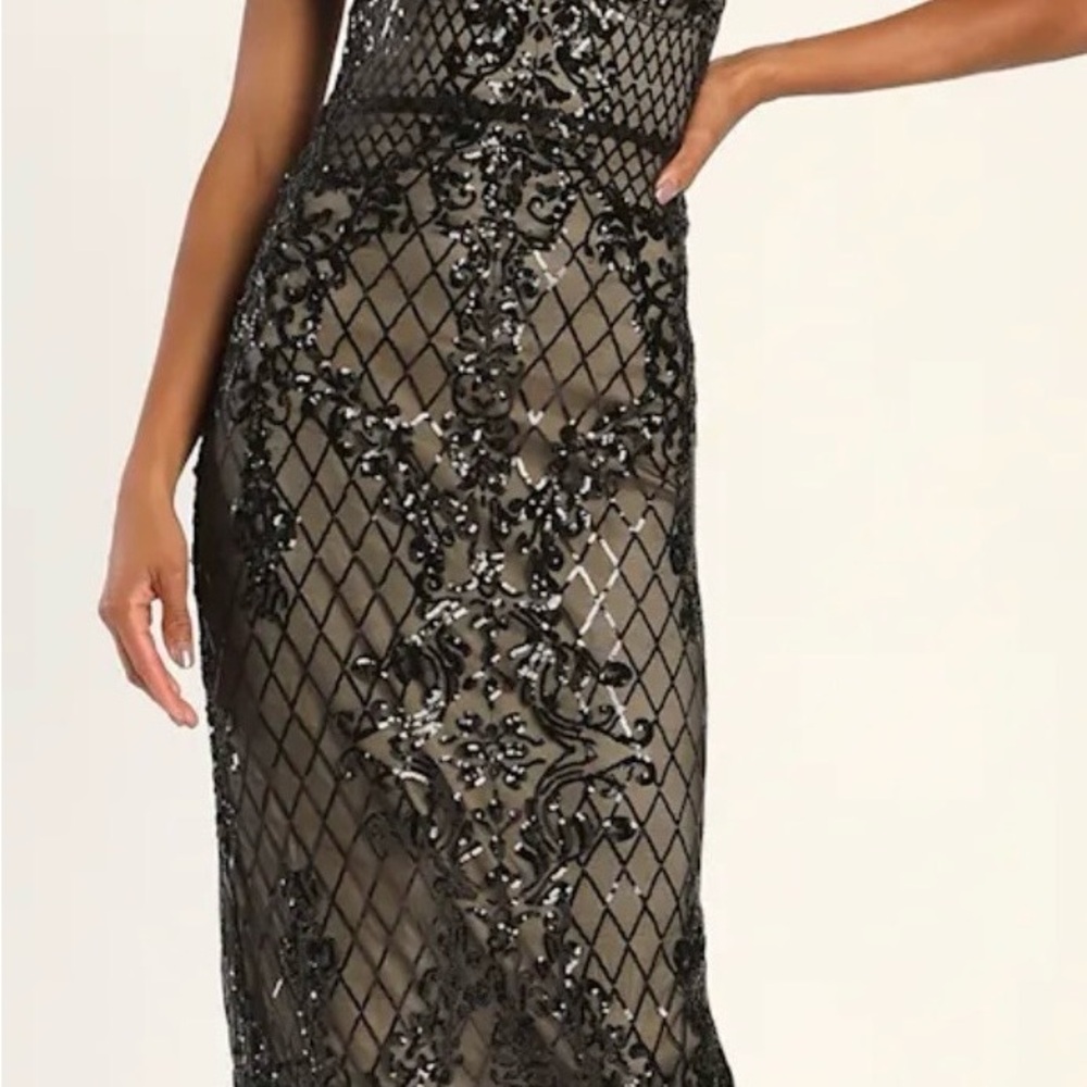 Lulu's Strapless Black Sequin Dress